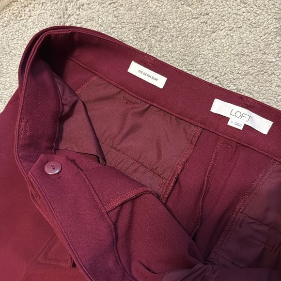 LOFT “The Devin Slim” Tie Waist Slim Pants -Burgundy- Size 10 - Picture 11 of 14